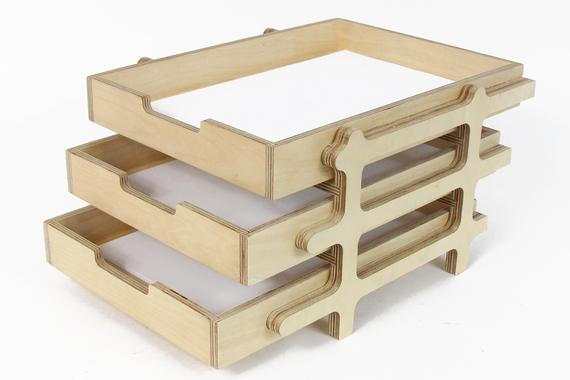 Paper tray File organizer Wood tray Desk tray Office desk accessories Desk organization by PromiDesign
