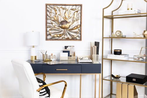 Blu Monaco Gold 5 Piece Cute Desk Organizer Set - Cute Office Desk Accessories