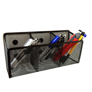 Magnetic Pen Holder - - Magnetic Market Holder - Magnetic Pen Holder -  Mesh Desk Organizer - Storage Basket for Office Pens, Whiteboard Marker, School Locker and Cubicle Accessories - 3 Compartments with 9 Strong Magnets