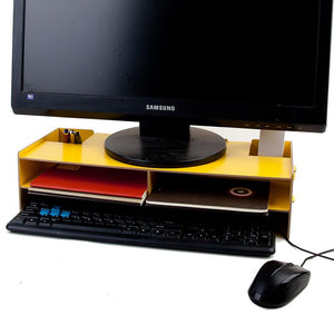 1Pcs Wood Desktop Monitor Riser TV Stand Desk Organizer Storage Box For Computer Laptop