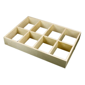 4 Section Adjustable Divider (up to 12 cubicles) organizer insert.  Interior Drawer Dimension Range: Width 12" to 24', Depth 16 1/6" to 21", Height 2" to 6".