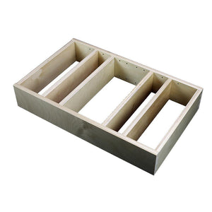 1 Section Adjustable Divider (up to 6 cubicles) organizer insert.  Interior Drawer Dimension Range: Width 24 1/16" to 36", Depth 8" to 21", Height 2" to 6".
