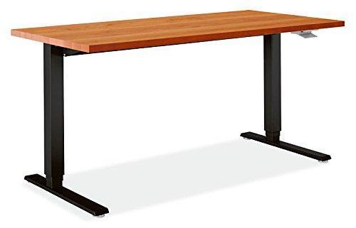 Purchase humanscale height adjustable sit stand float desk base top removable crank flat table edge profile black base cherry top