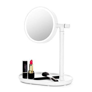 Save lighted makeup mirror mirror with cosmetic organizer tray 1x 3x magnification usb charging 270 degree adjustable led light makeup vanity for desk or tabletop white