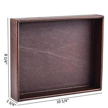 Load image into Gallery viewer, Organize with decor trends brown 10 2x8 3 rectangle vintage leather decorative office desktop storage catchall tray valet tray nightstand dresser key tray