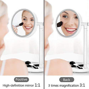 Select nice lighted makeup mirror mirror with cosmetic organizer tray 1x 3x magnification usb charging 270 degree adjustable led light makeup vanity for desk or tabletop white