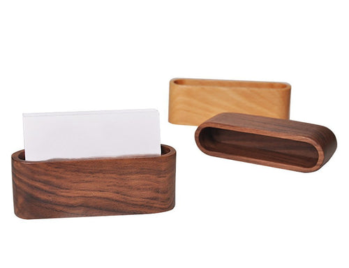 1pc Wooden Business Card Holder Card Organizer Office Desk Organizer (Walnut)
