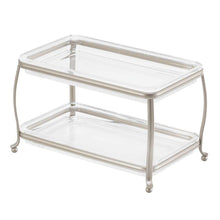 Load image into Gallery viewer, Discover idesign york plastic free standing double vanity tray 2 shelves storage for countertops desks dressers bathroom 10 5 x 6 5 x 6 satin silver and clear