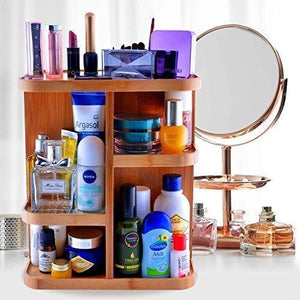 Get refine 360 bamboo cosmetic organizer multi function storage carousel for your vanity bathroom closet kitchen tabletop countertop and desk