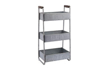 Load image into Gallery viewer, Best rae dunn 3 tier desk organizer galvanized steel caddy with wood accents tabletop or floor standing design chic and stylish metal storage bin for office home or kitchen