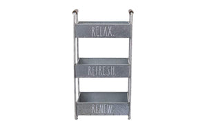 Try rae dunn 3 tier desk organizer galvanized steel caddy with wood accents tabletop or floor standing design chic and stylish metal storage bin for office home or kitchen