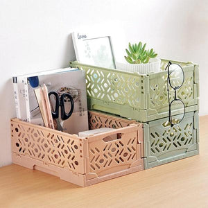 Multifunction Folding Desk Supplies Organizer Cosmetics Stationery Hollow Storage Box
