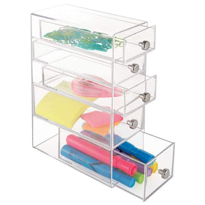 Budget friendly idesign clarity plastic cosmetic 5 drawer jewelry countertop organization for vanity bathroom bedroom desk office 3 5 x 7 x 10 clear