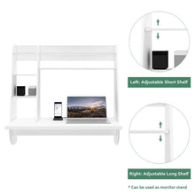 Load image into Gallery viewer, Organize with wlive wall mounted desk with storage shelves computer table for home office stable and durable floating kitchen dining desk white