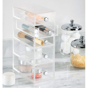 Buy now idesign clarity plastic cosmetic 5 drawer jewelry countertop organization for vanity bathroom bedroom desk office 3 5 x 7 x 10 clear