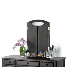 Load image into Gallery viewer, Explore harper bright designs vanity set with 5 drawers make up vanity table make up dressing table desk vanity with mirror and cushioned stool for women girls black