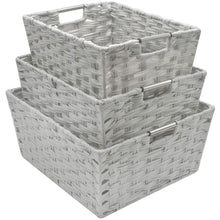 Load image into Gallery viewer, Shop for sorbus woven basket bin set storage for home decor nursery desk countertop closet cube organizer shelf stackable baskets includes built in carry handles set of 3 light gray