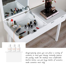 Load image into Gallery viewer, Save vanity beauty station dresing table vanity set with flip top mirror 1 large organization 2 drawers makeup dresser writing desk white flip mirror
