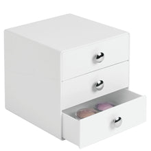 Load image into Gallery viewer, Order now idesign plastic 3 jewelry box compact storage organization drawers set for cosmetics makeup hair care bathroom office dorm desk countertop 6 5 x 6 5 x 6 5 set of 4 white