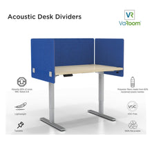 Load image into Gallery viewer, Latest varoom acoustic partition sound absorbing desk divider kit 1 60 w x 24h back panel 2 30w x 24h side panels privacy desk mounted cubicle panels cobalt blue