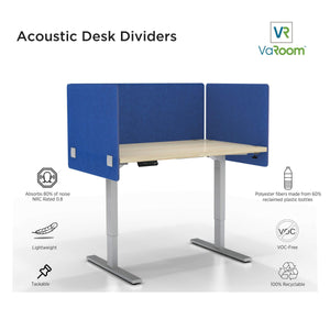 Latest varoom acoustic partition sound absorbing desk divider kit 1 60 w x 24h back panel 2 30w x 24h side panels privacy desk mounted cubicle panels cobalt blue