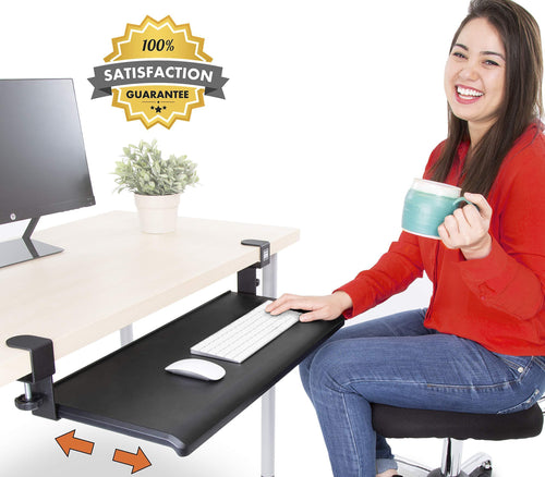 Shop here stand steady easy clamp on keyboard tray large size no need to screw into desk slides under desk easy 5 min assembly great for home or office