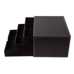 Buy ubaymax multi functional 3 drawer leather desk organizer file cabinet office supplies desktop storage jewelry organizer box with drawer black