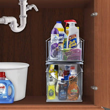 Load image into Gallery viewer, Select nice sorbus cabinet organizer set mesh storage organizer with pull out drawers ideal for countertop cabinet pantry under the sink desktop and more silver two piece set