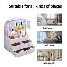 Load image into Gallery viewer, Home fazhen dust proof makeup organizer cosmetic and jewelry storage with dustproof lid display boxes with drawers for vanity skin care products rack dressing table desktop finishing box