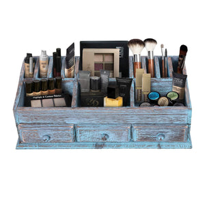 Rustic Wooden Desk Organizer and Storage for Home or Office Makeup