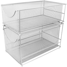 Load image into Gallery viewer, Save on sorbus cabinet organizer set mesh storage organizer with pull out drawers ideal for countertop cabinet pantry under the sink desktop and more silver two piece set