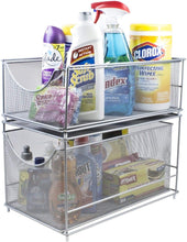 Load image into Gallery viewer, Purchase sorbus cabinet organizer set mesh storage organizer with pull out drawers ideal for countertop cabinet pantry under the sink desktop and more silver two piece set