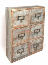 Load image into Gallery viewer, Storage organizer farmhouse decor desk organizer storage cabinet bathroom home shelves kitchen living room bedroom furniture apothecary drawers rustic wood distressed finish