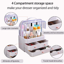 Load image into Gallery viewer, Heavy duty fazhen dust proof makeup organizer cosmetic and jewelry storage with dustproof lid display boxes with drawers for vanity skin care products rack dressing table desktop finishing box