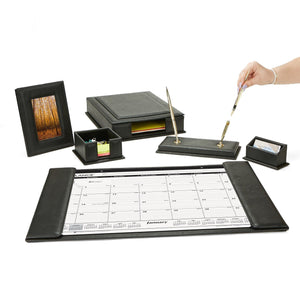 Best mind reader 6 piece organizer set desk calendar memo business card document file holder picture frame ball point pens leather