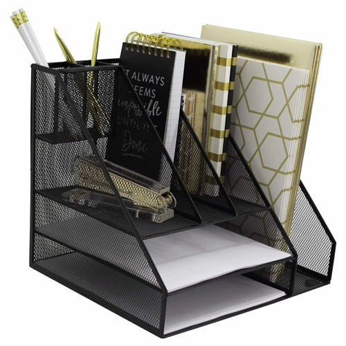 Select nice blu monaco black wire mesh desk organizer vertical file organizer letter tray inbox organizer all in one office desktop organizer black metal mesh