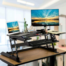 Load image into Gallery viewer, Home smart art height adjustable sit to stand computer desk standing desk riser workstation standing table converter with 36 in x 22 in tabletop black