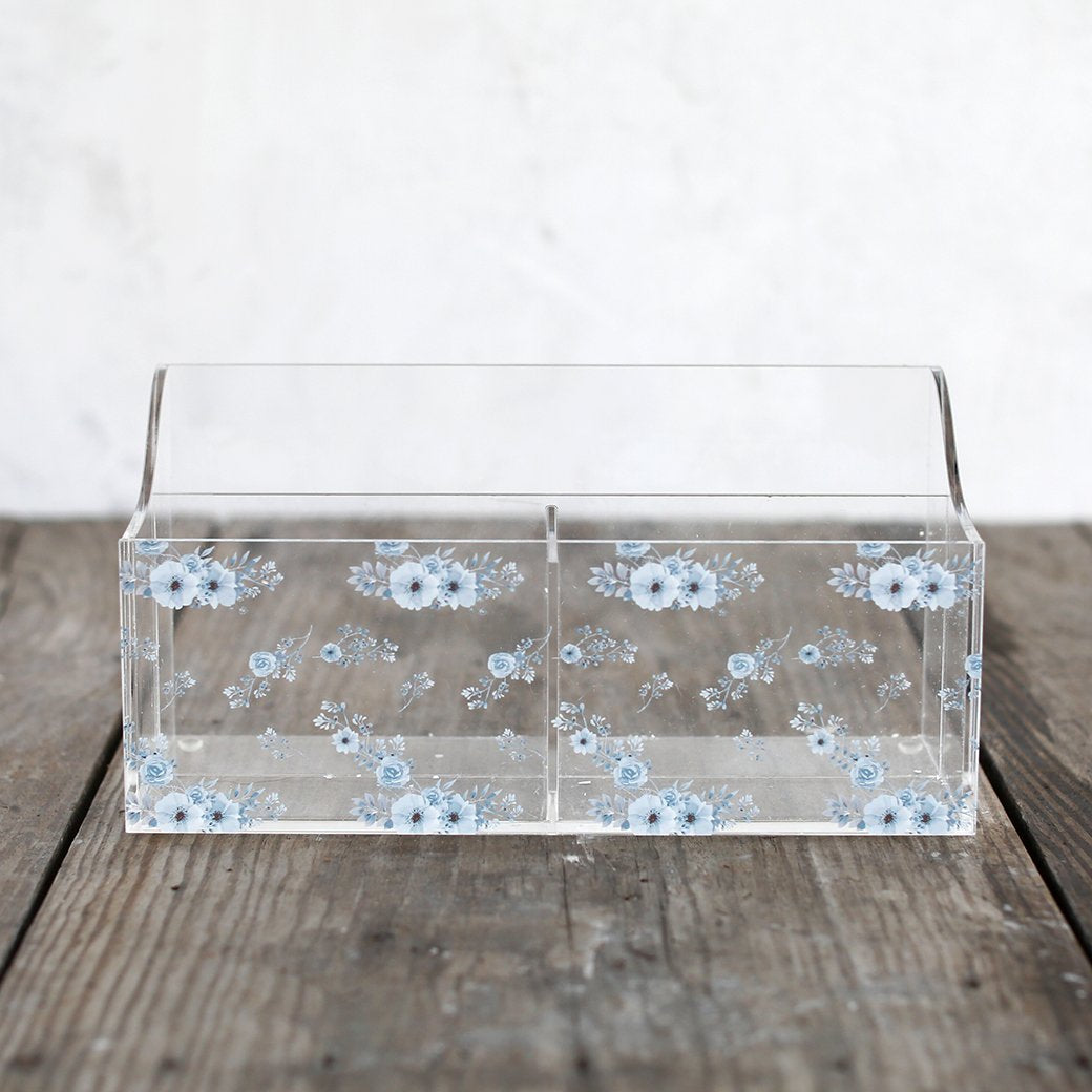 Shabby Chic Storage - Crystal Collection - Floral Organizer Blue Flower