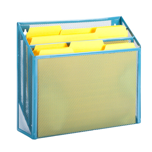 Mesh Vertical File Sorter, Blue