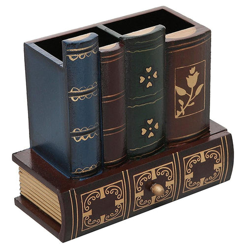 Desktop Office Caddy Antique Book Design Organizer