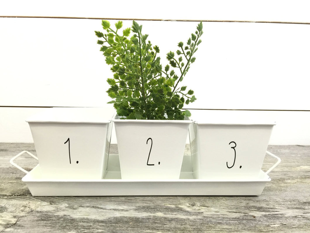 Metal Tins - Farmhouse Decor - Plant Grow Bloom - Planter box - Desk Organizer - Rustic Home Decor - Wedding Decor - Bathroom Organizer